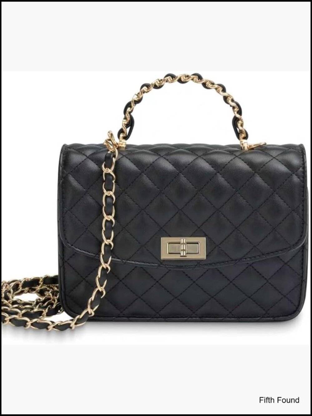 Quilted Vegan Leather Crossbody Clutch with Chain Strap